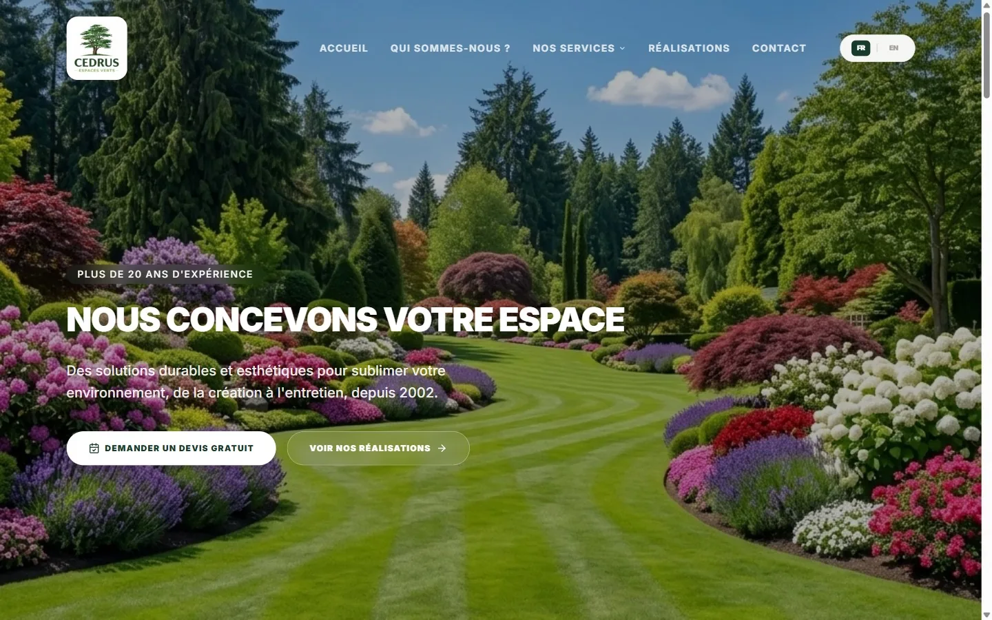 Site Cedrus Espaces Verts, paysagiste · vue ordinateur, réalisé par LUMINIA