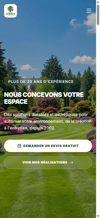 Site Cedrus Espaces Verts · vue mobile