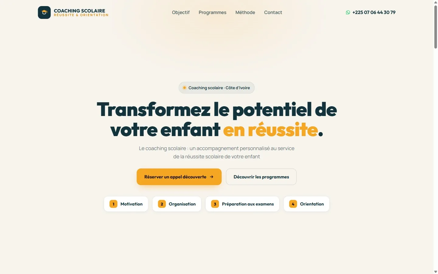 Site Helyps Coaching scolaire, vue ordinateur, réalisé par LUMINIA