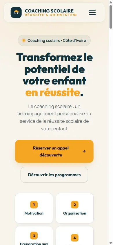 Site Helyps Coaching, vue mobile