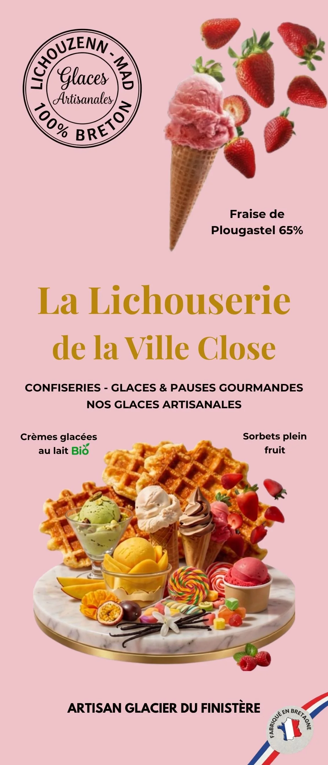 Affiche La Lichouserie de la Ville Close, glacier à Concarneau · design LUMINIA