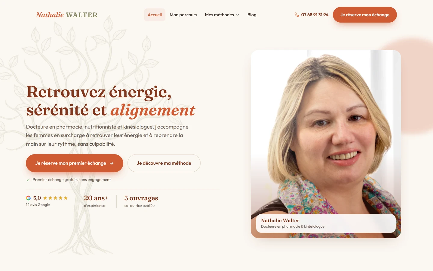 Site Nathalie Walter, coach santé à Rueil-Malmaison (92), vue ordinateur, réalisé par LUMINIA